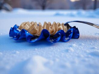 Kotylion świąteczny - niebieski w płatki śniegu - 2