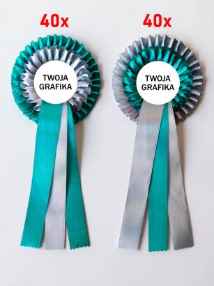 Komplet kotylionów turkusowo - grafitowych - 80szt