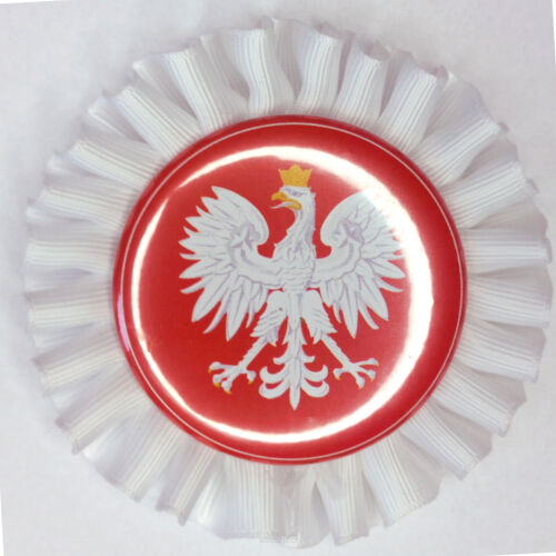 Rozeta narodowa - biała z godłem (czerwone tło)